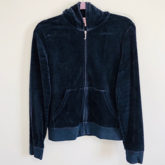 Juicy Couture Jackets & Blazers - Juicy Couture velour navy blue tracksuit jacket XL